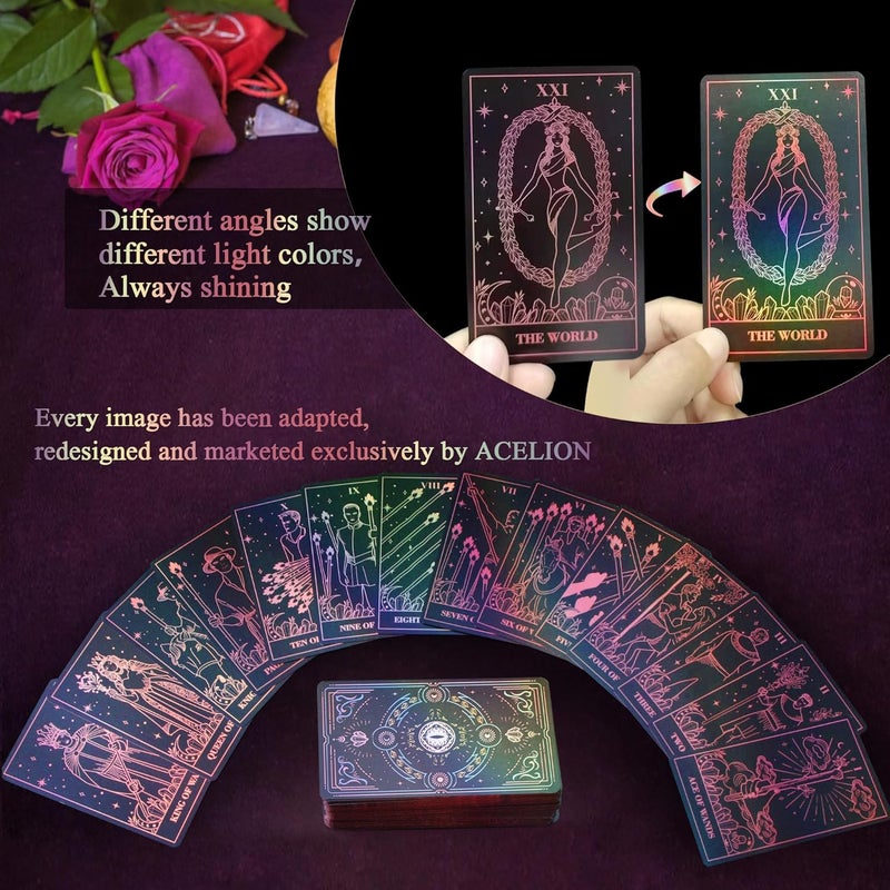 WJPC Rose Gold Edge Foil Tarot Card Decks Set with Guidebook&Gift Box for Beginner& Expert. Fortune Telling Game Cards for Tarot Decks. - Image 3